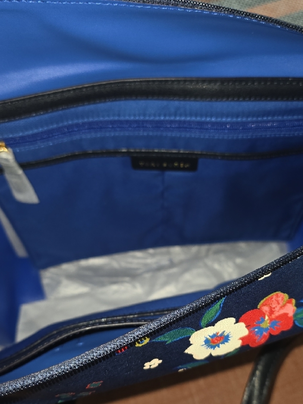 Tory Burch Navy Floral Purse with Multicolor Blooms - Picture 6 of 11